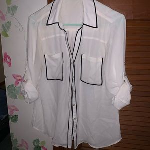 Express Button Down Shirt White Black Business